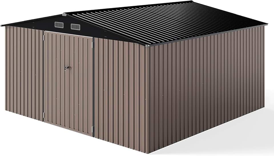 etezen - abri de jardin métal 3,6x3,6m porte fenêtre toit incliné 364x364x198cm