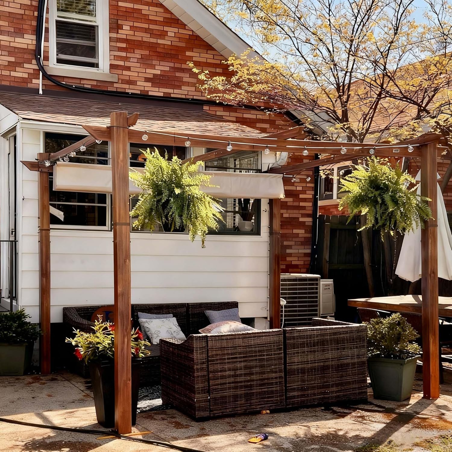 etezen - Pergola 3x3m - aluminium, éclairage, toit rétractable