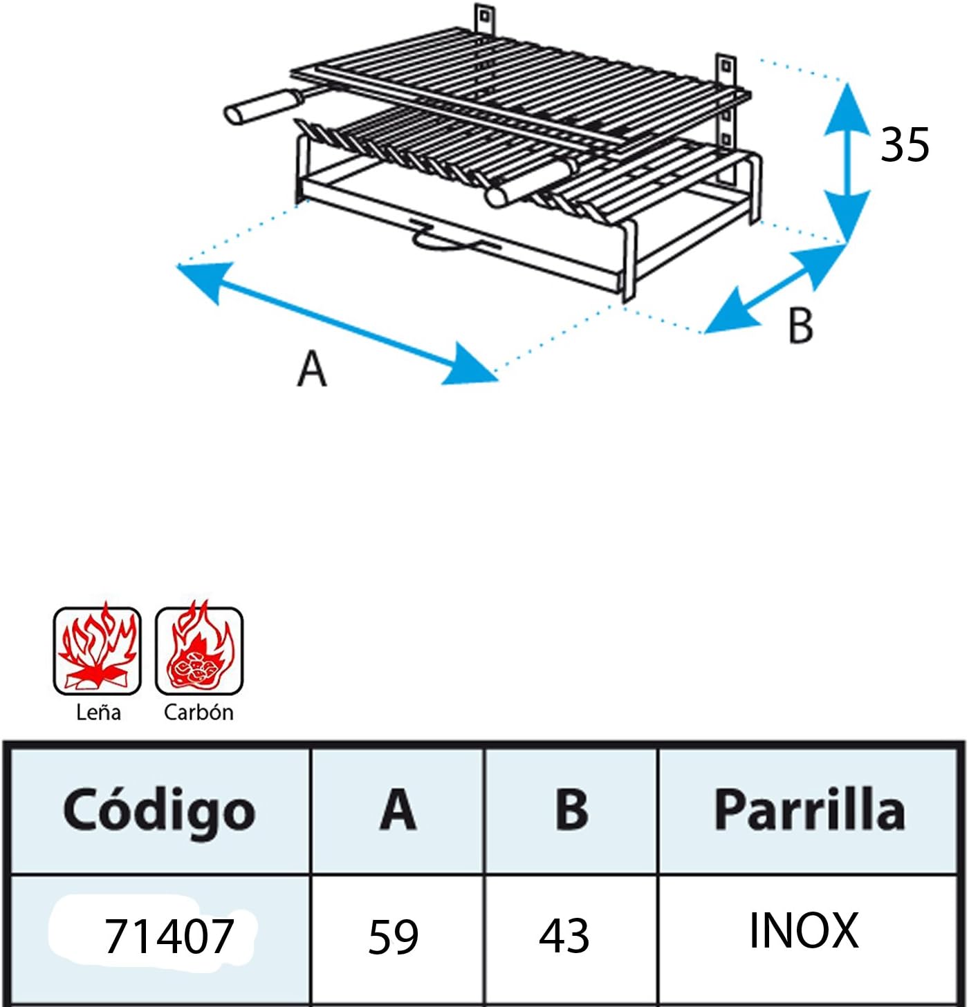 etezen - Barbecue inox avec grille fer - 71406