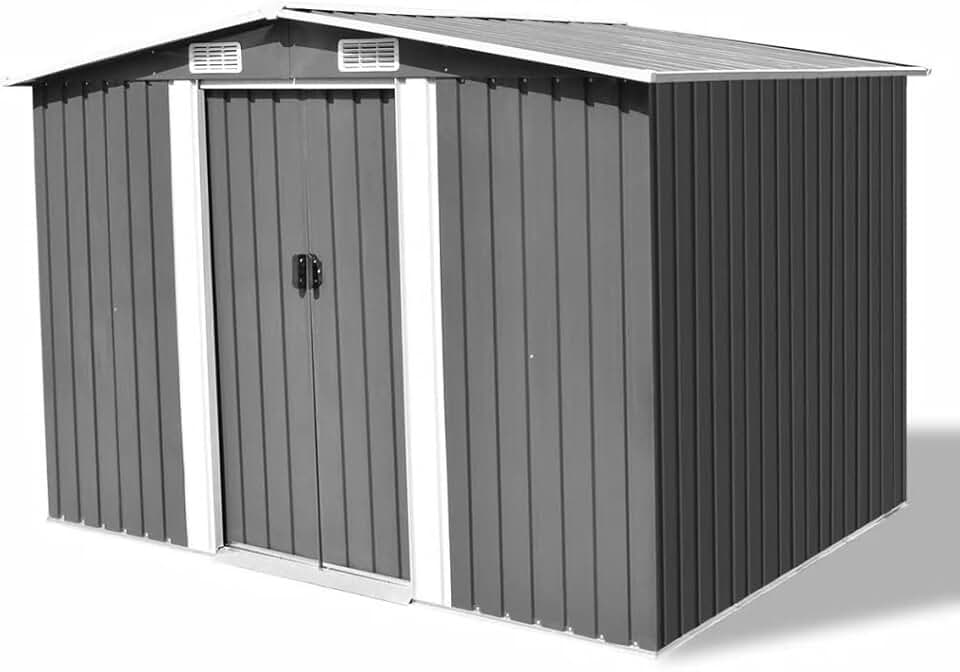 etezen - Abri de jardin métal gris 257x205x178cm, rangement extérieur