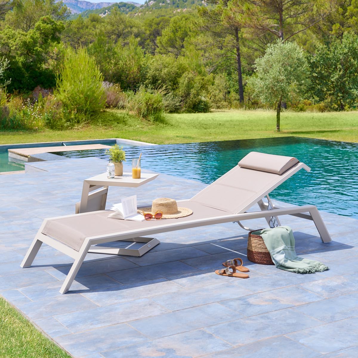 etezen - Allure table de jardin carrée 55x45x55cm aluminium argile