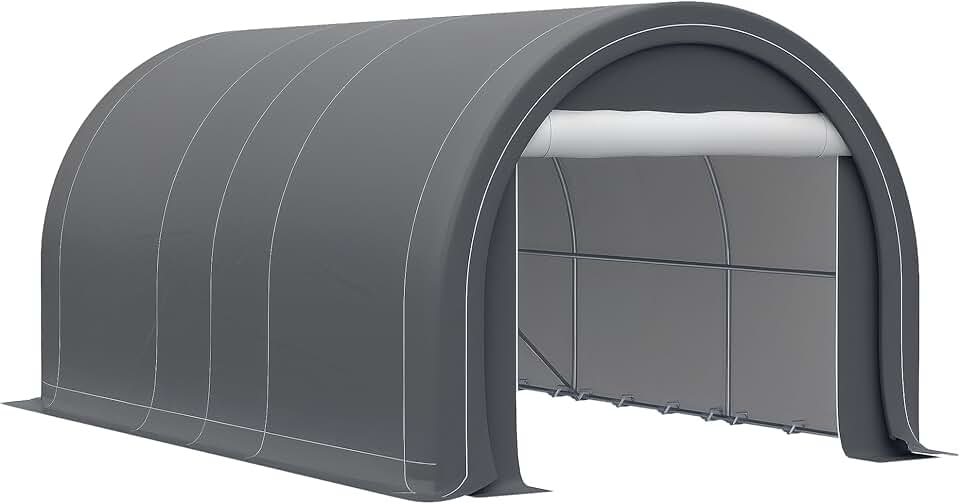 etezen - Carport abri voiture 5x3x2,4m acier PE porte zippée