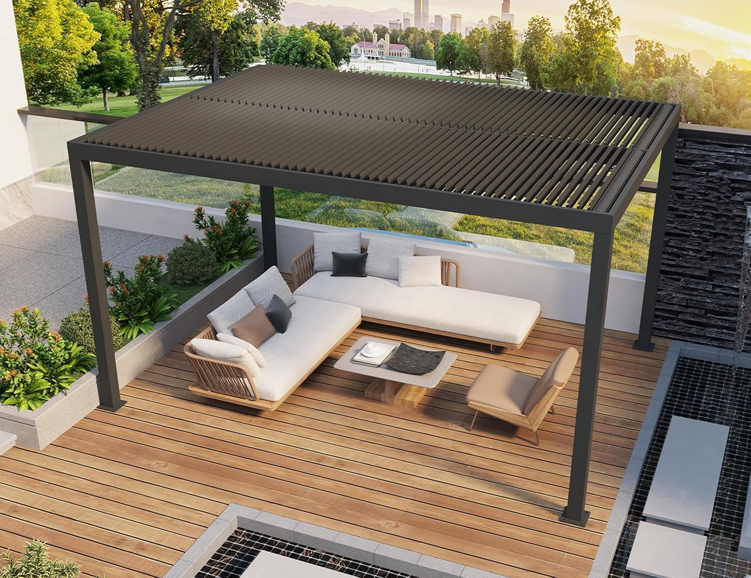 etezen - pergola bioclimatique - 4,6x3,3 m - lames orientables, aluminium