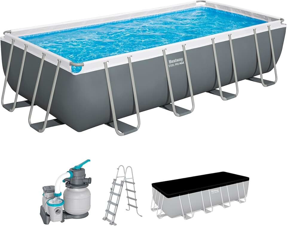 etezen Steel Pro Max Kit Piscine Hors Sol - 549 cm x 274 cm x 122 cm - Gris foncé