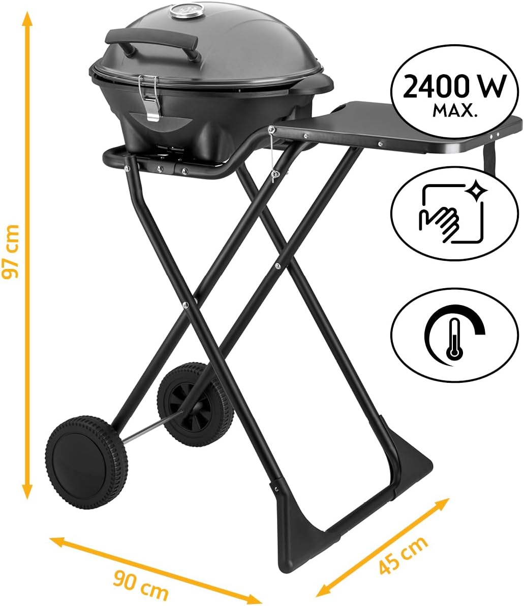 etezen - Barbecue 2-en-1 pliable 2400W, couvercle, chariot, thermomètre - TZSFA5350-6