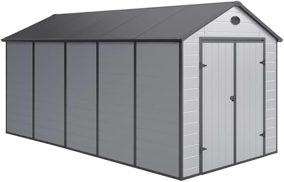 etezen - Abri de Jardin Résine Série 11m² Gris, double pente, kit fondation, anti-neige