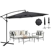etezen Parasol Déporté Inclinable 3x3M avec Manivelle, Pied Housse, Anti-UV UPF50+, Grand Para...