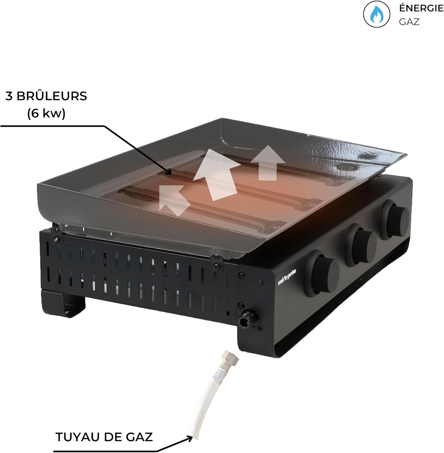 etezen - Tempo 3 brûleurs - 6 kW - acier émaillé - bac amovible