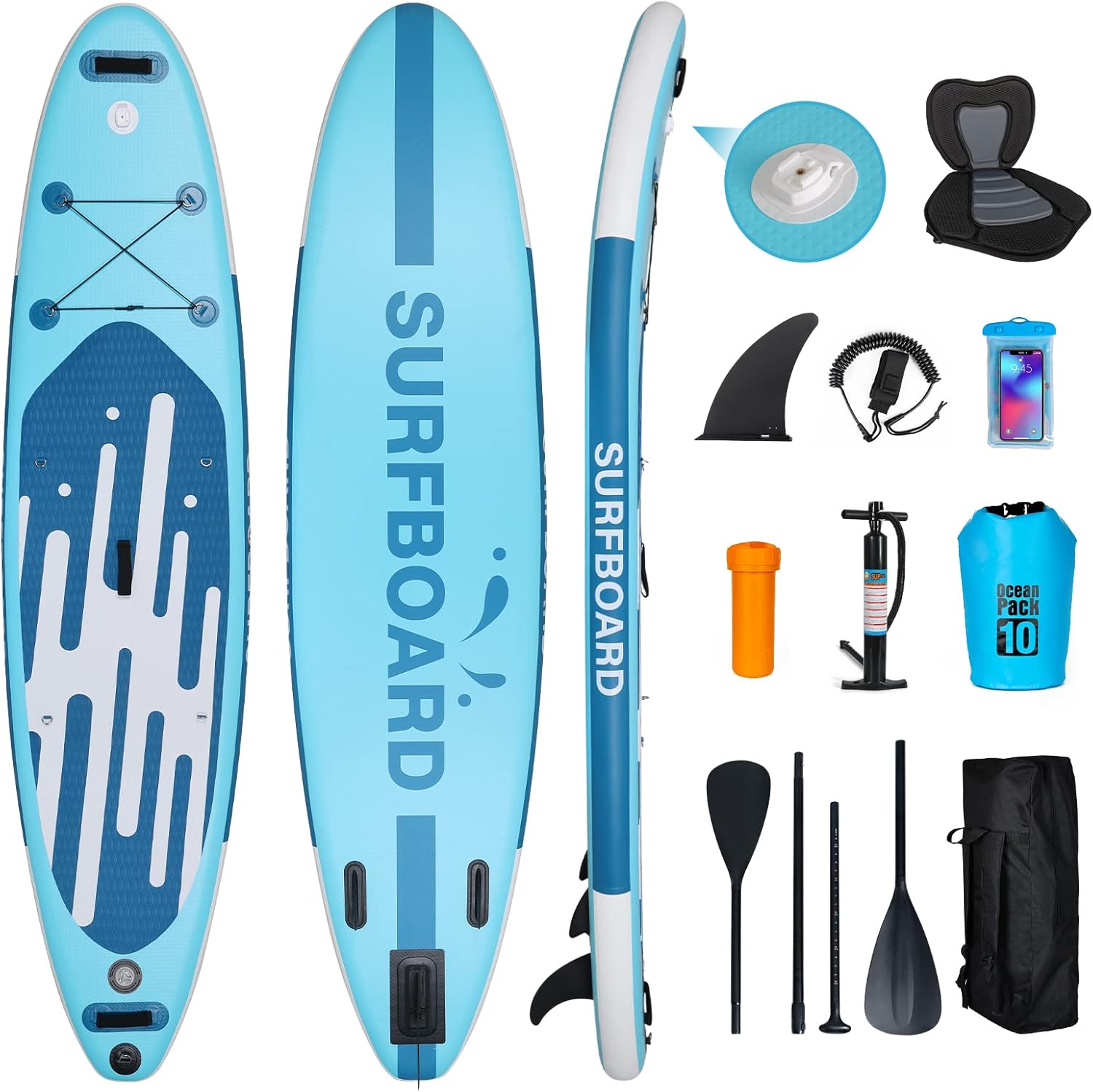 etezen - Paddle gonflable adulte - 320/335cm - 2 places, siège kayak, pagaie alu, support caméra, jusqu'à 150kg