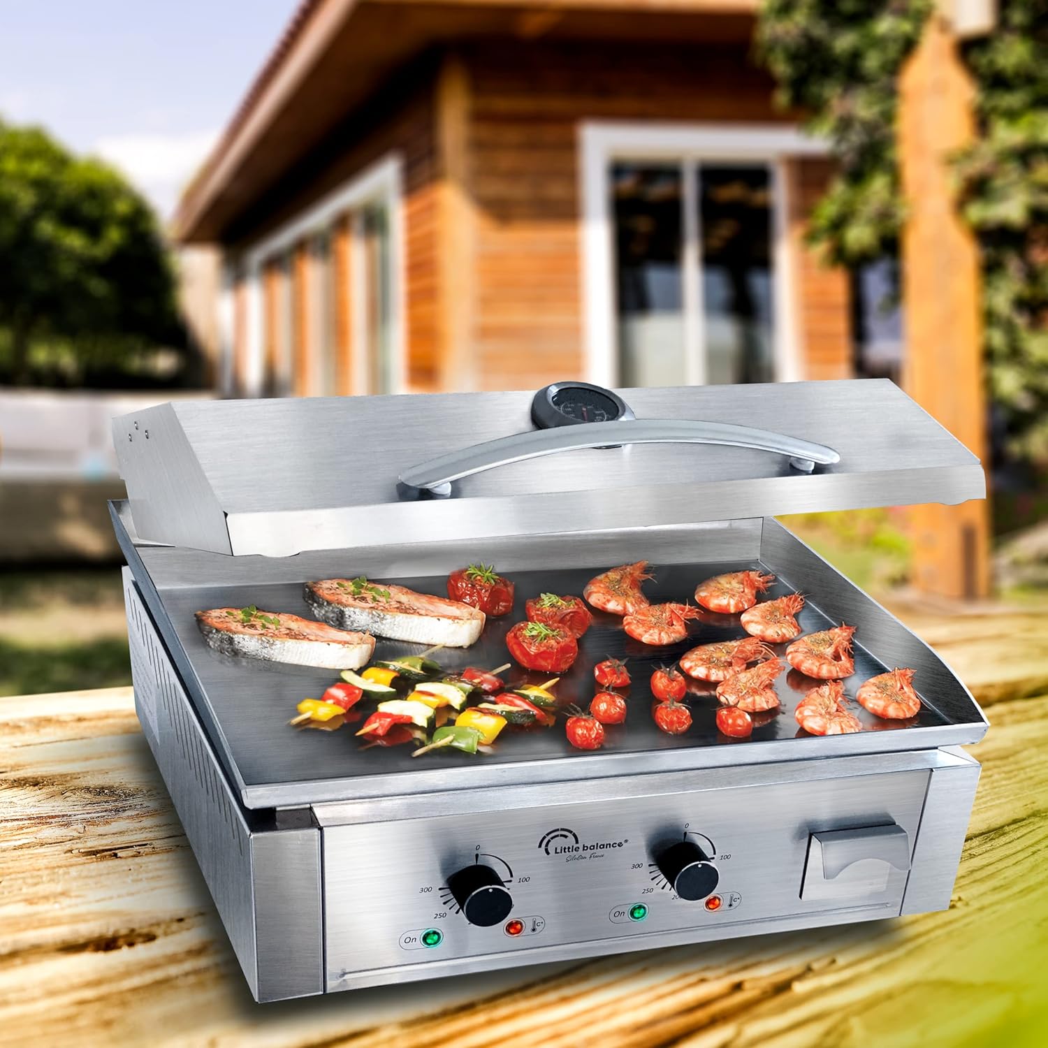etezen - Aquitaine Pro Plus - plancha inox 2 zones, couvercle, 3500W - 8473