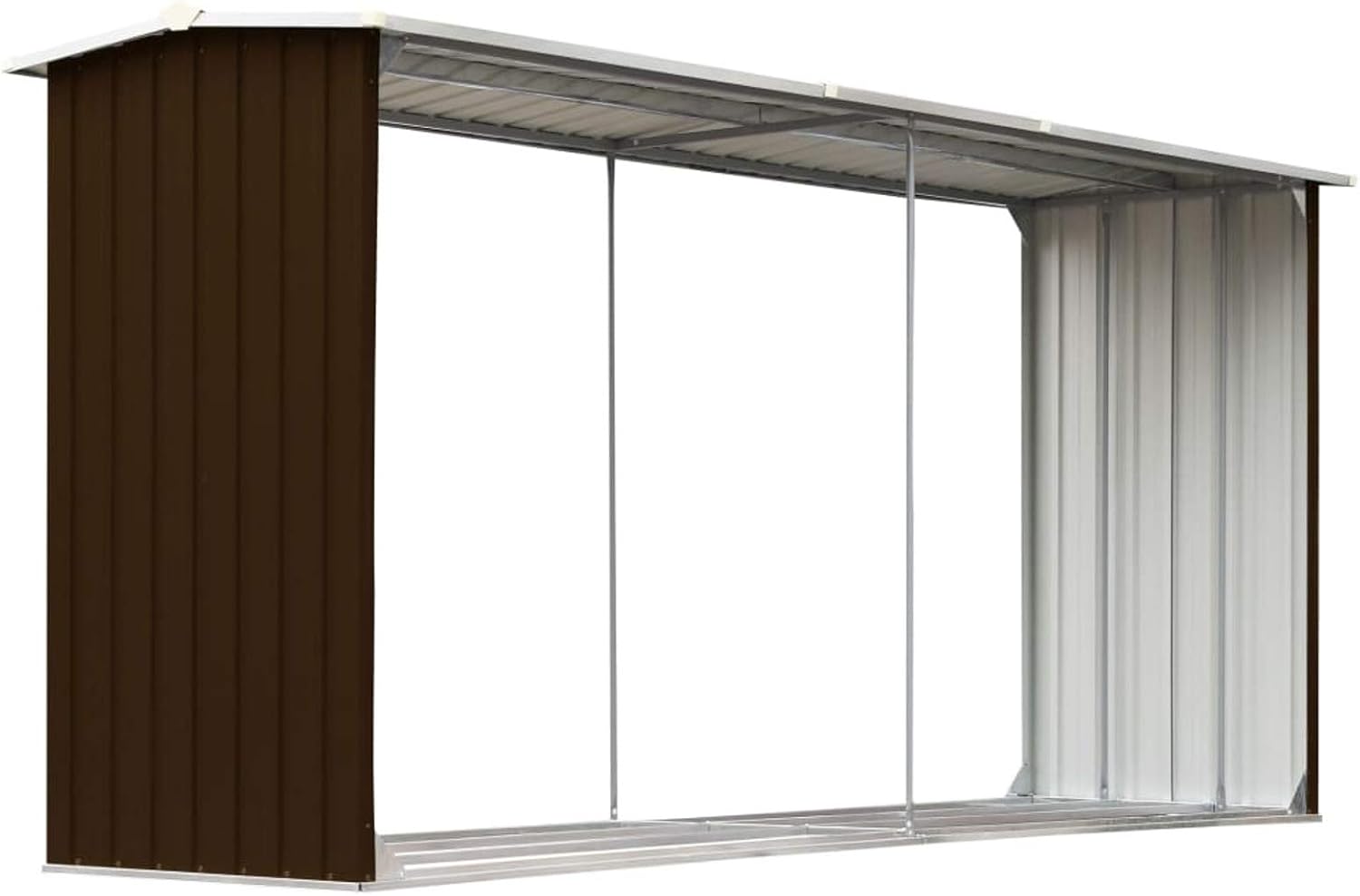 GuyAna Abri de Stockage de Bois Acier galvanisé 330x92x153 cm Marron Abris De Jardin,Abri De Stockage pour Jardin,Abri D'Outils De Jardin