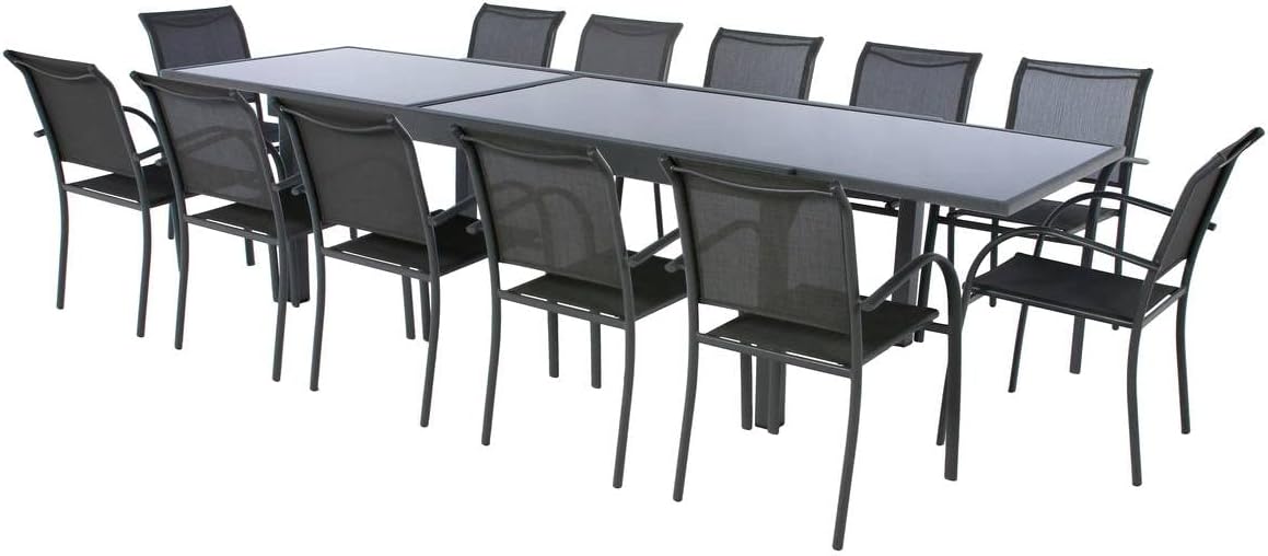 etezen - Piazza extensible - 12 places - aluminium/verre renforcé - gris graphite