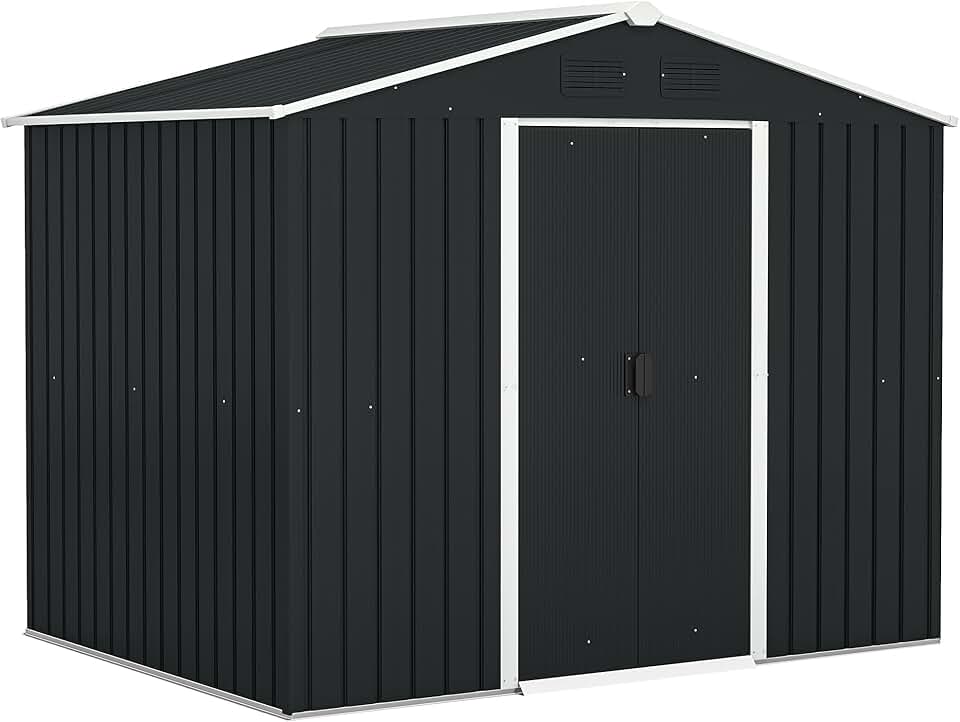 etezen - abri de jardin acier - 236x174x190cm - portes coulissantes