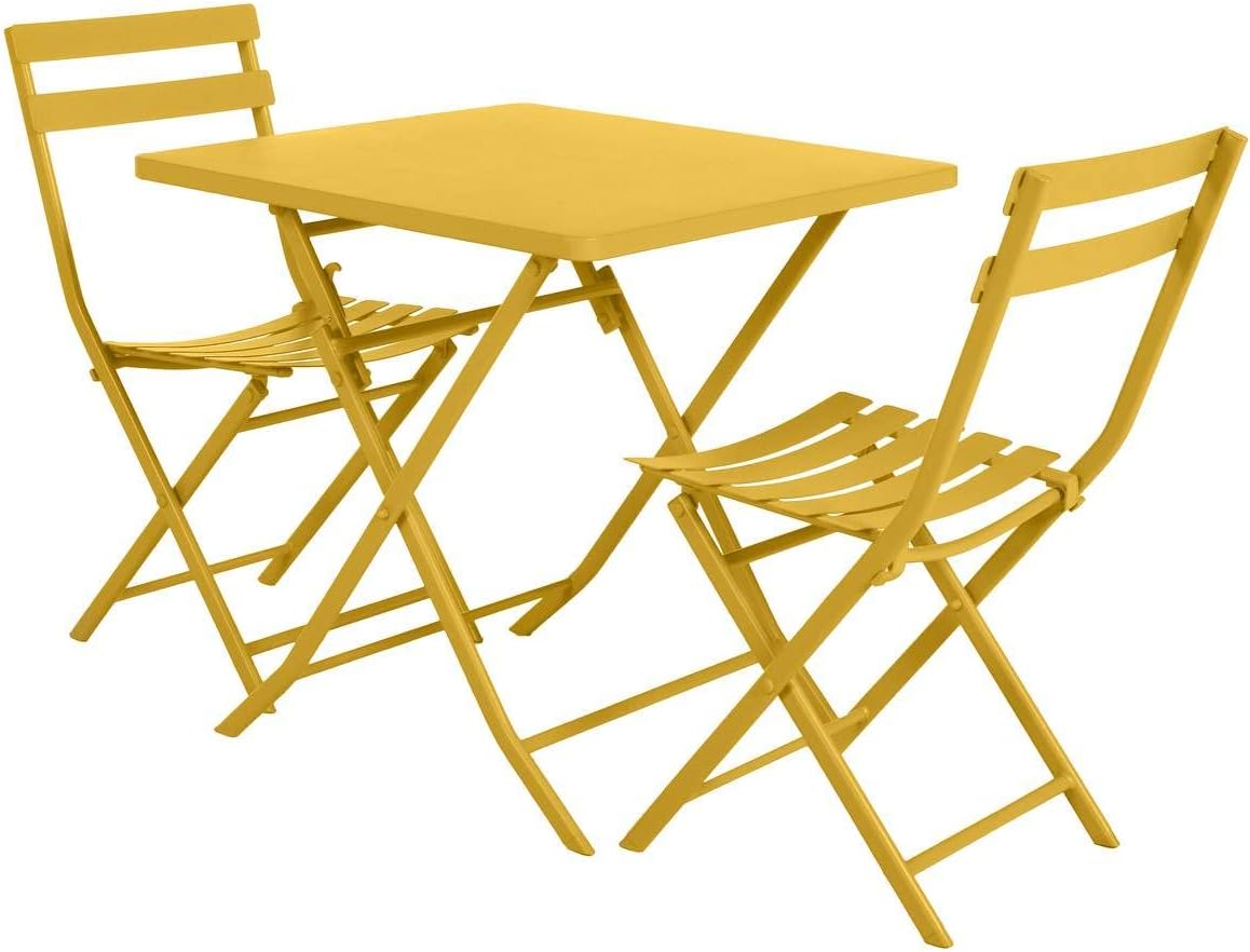 etezen - Greensboro série - 2 places, acier renforcé, jaune - table pliante