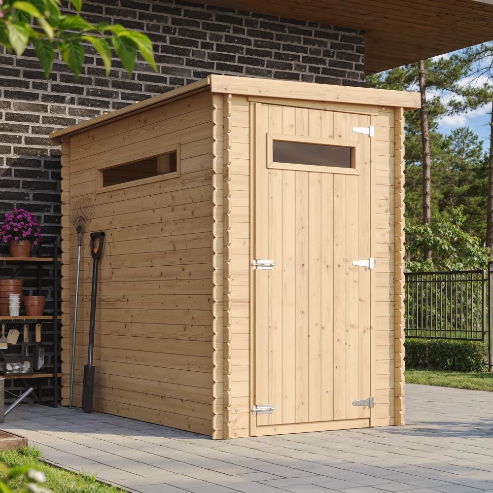 Abri de Jardin en Bois, Petite fenêtre, avec Sol TRAITÉ- Stockage extérieur l239xL144xH198 cm/2.63 m2 - Petit abri à Outils, Local à vélos - Toit imperméable, fenêtres etezen M306A+M306G