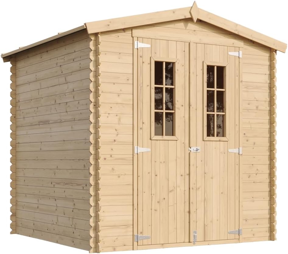 Abri de Jardin en Bois - Stockage extérieur I216xL206xH218 cm/ 3.53 m2 Petit abri à Outils, Local à vélos - Toit imperméable, fenêtres etezen M343C