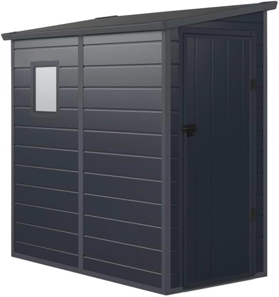etezen - Abri de jardin adossé résine 2,09m², porte verrouillable, fenêtre, acier galvanisé