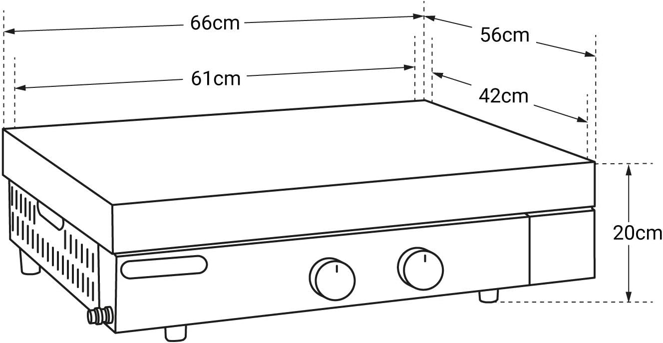 etezen - Plancha Finesta - 2 brûleurs fonte - capot, 8-10 pers.