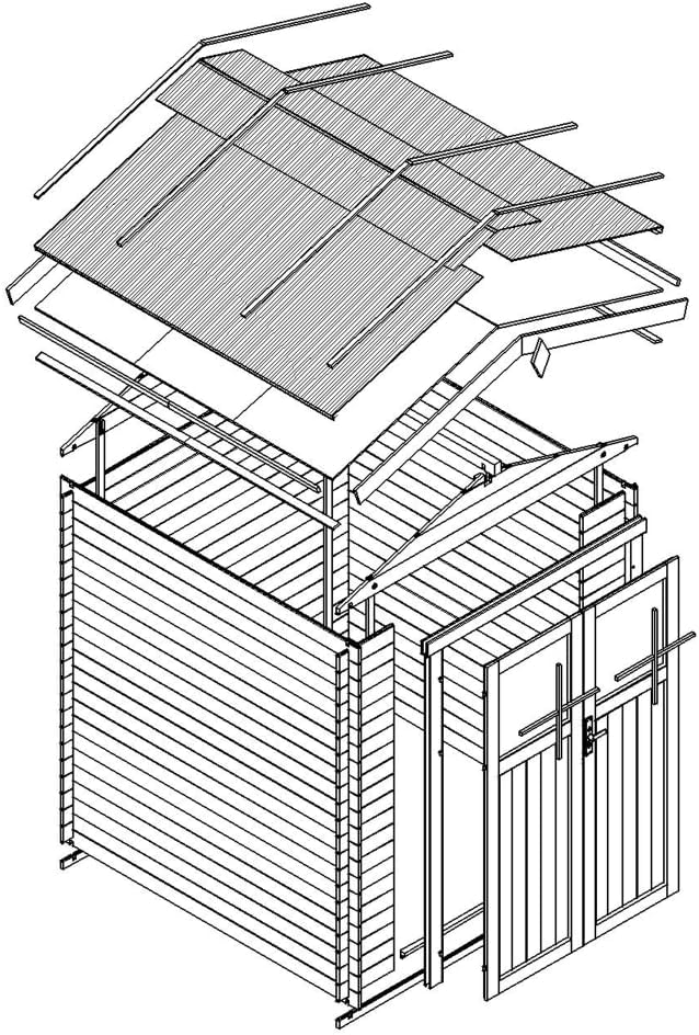 Abri de Jardin en Bois - Stockage extérieur I196xL136xH218 cm/ 1.98 m2 Petit abri à Outils, Local à vélos - etezen M367F