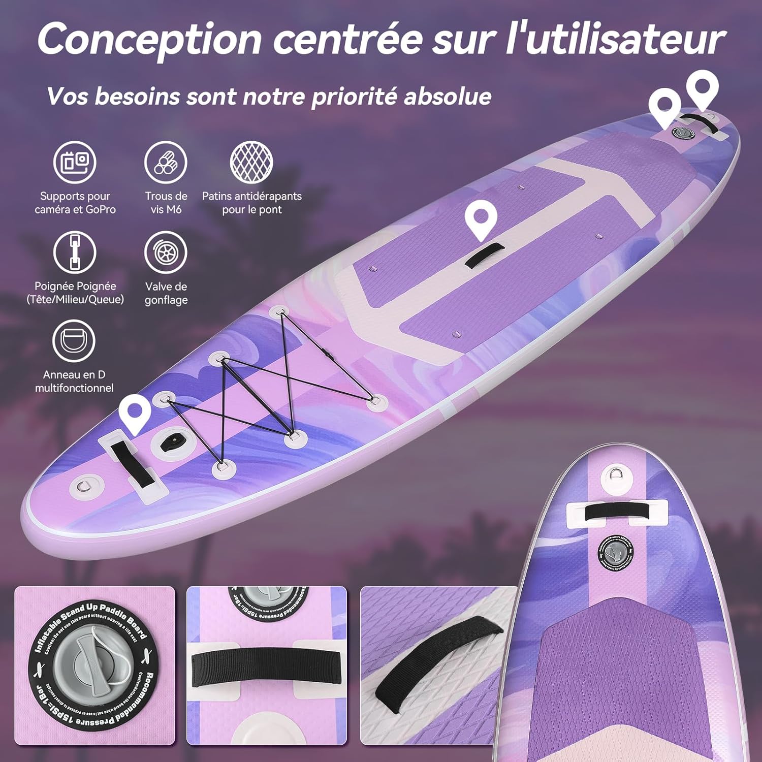 etezen - Paddle Gonflable Série Adulte - 320/335cm - 2 personnes, siège kayak, pagaie alu, support caméra, jusqu'à 15
