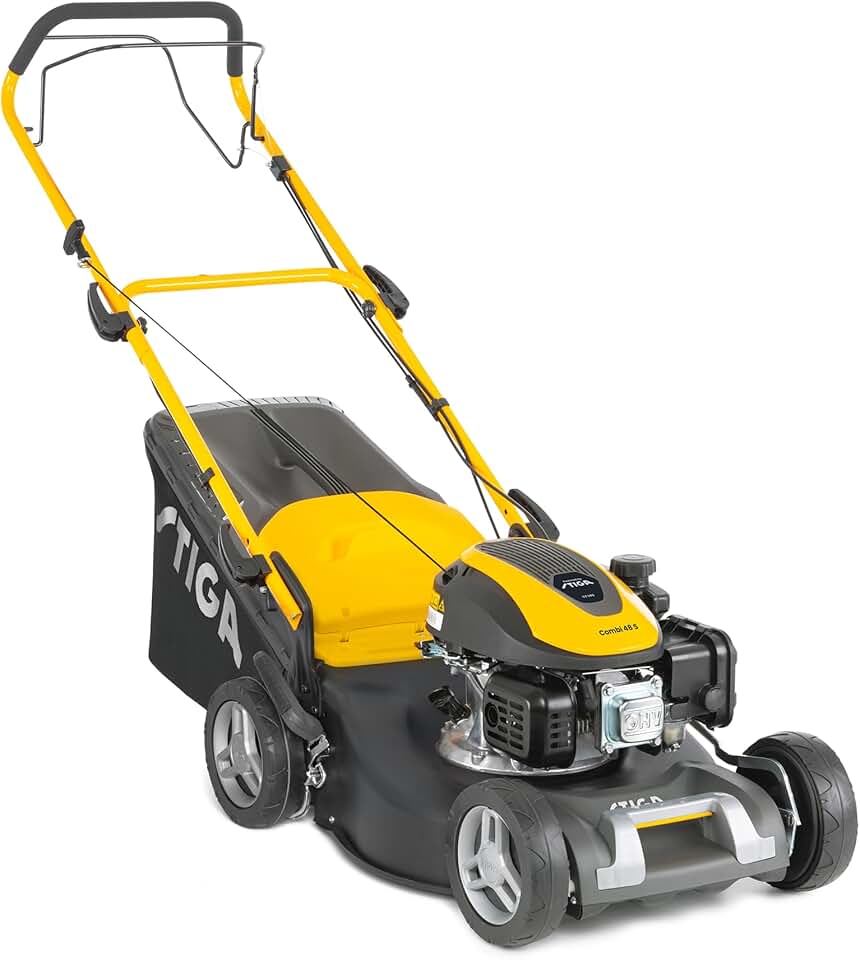 etezen Combi 48 S Tondeuse Thermique, 139 cm³, 46 cm – Bac 60 L, Mulching Intégré, Réglage 6 Positions – Pelouses Jusqu’à 1 200 m², Gris