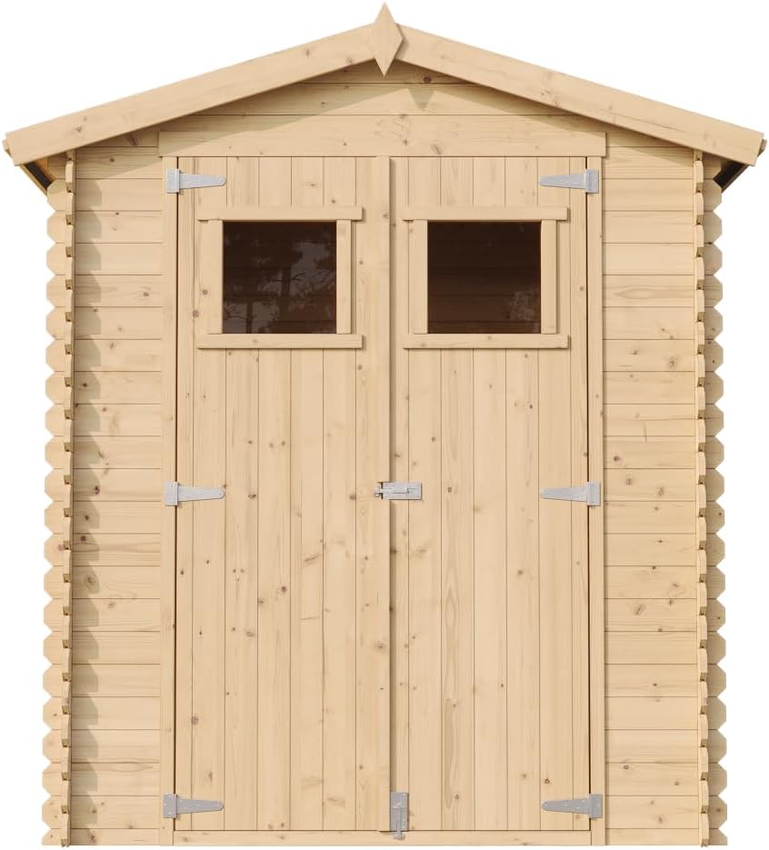 Abri de Jardin en Bois avec Sol TRAITÉ - Stockage extérieur I196xL136xH218 cm/ 1.98 m2 Petit abri à Outils, Local à vélos - Toit imperméable, fenêtres - etezen M367