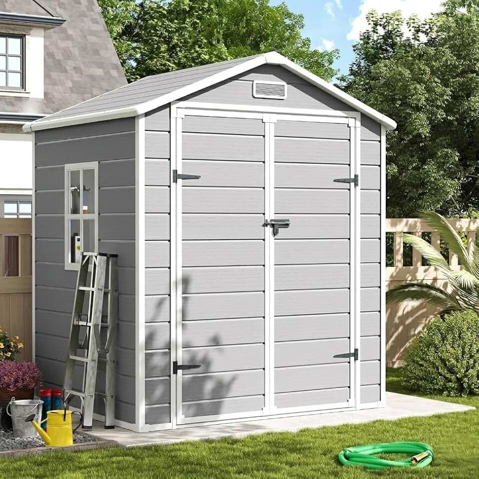 etezen - Abri de jardin résine, 184x135x210cm, toit incliné, porte verrouillable, 12mm, UD184135210