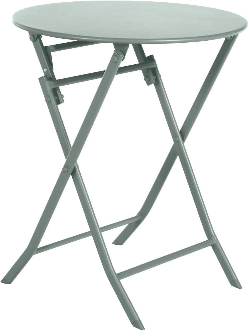 etezen - Greensboro - Ø60 cm - Table de jardin pliante acier vert 2 places