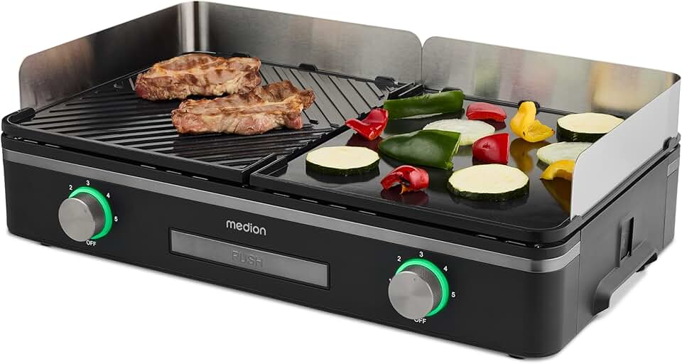 etezen - gril de table double zone - 2 plaques amovibles, 2400W, IPX4, MD12027