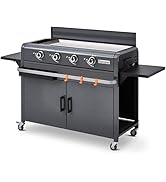 etezen - Plancha Lola à gaz sur Chariot équipé Gun Metal - 4 brûleurs à gaz - jusqu'à 14 convive...