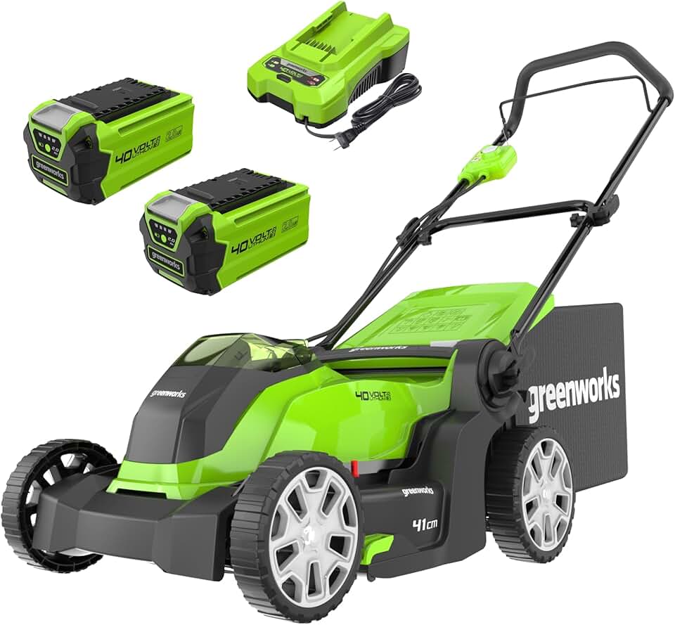 etezen G40LM41K2X Tondeuse à Gazon sans Fil pour Pelouses Jusqu'à 500m², Largeur de Coupe 41 cm, Sac de 50L, INCLUS Deux Batteries 40V 2Ah et Un Chargeur, Garantie 3 Ans