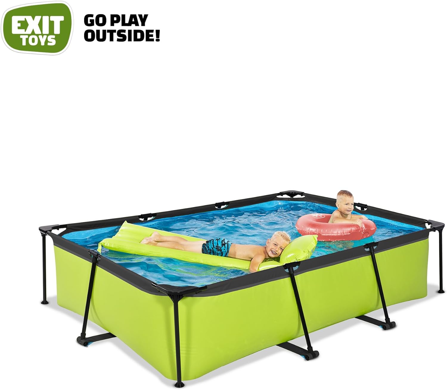 etezen Piscine Lime - 300x200x65cm - Piscine Hors Sol Rectangulaire avec Pompe Filtrante à Cartouche - Entrée Basse - Idéal pour Les Jeunes Enfants - Cadre Stable - Design Unique - Vert