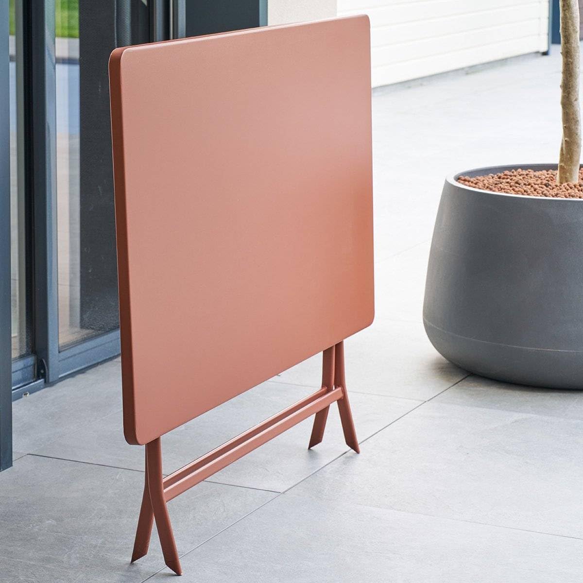 etezen - Greensboro - 110x70 cm - table pliante 4 places acier acajou