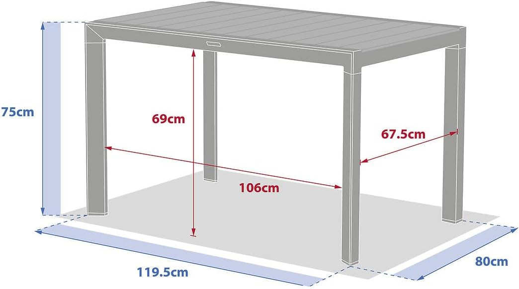 etezen - Table évasion 4 places - aluminium effet bois - Honey/Graphite