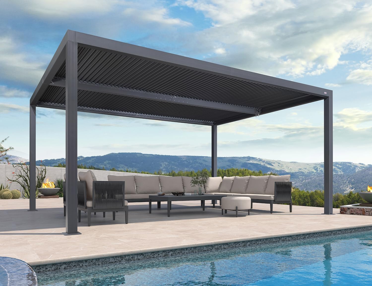 etezen - Pergola bioclimatique série aluminium - 4,8x3,68m - lames orientables, surface 17,66m²