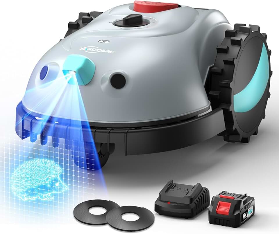 etezen - Robot tondeuse V100 - Navigation visuelle, batterie 4Ah, détection d'obstacles, bandemagnétique - V100