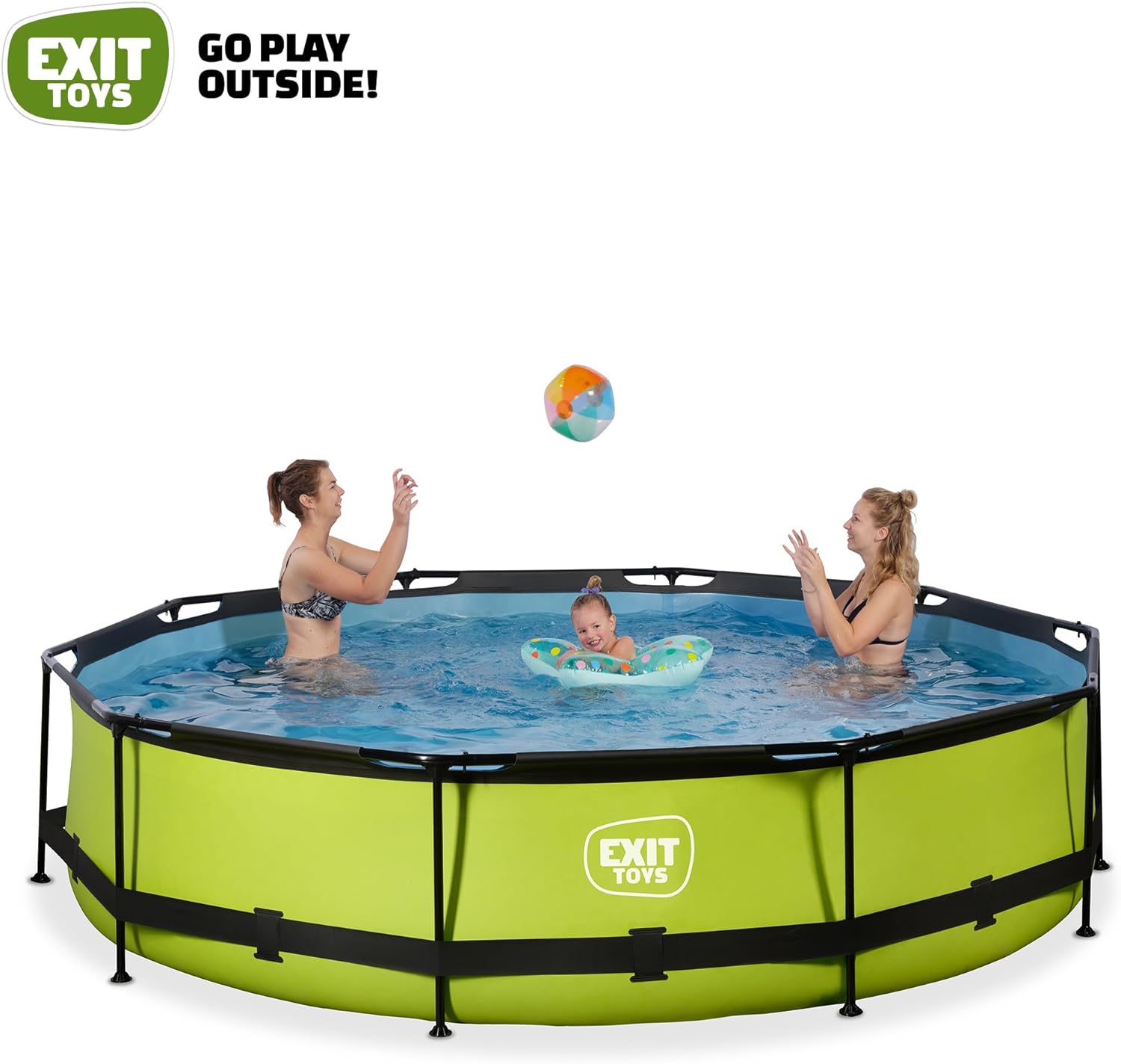etezen Piscine Tubulaire Lime - ø360x76cm - Piscine Hors Sol Ronde Grande avec Pompe Filtrante à Cartouche - Entrée Basse - Idéal pour Les Jeunes Enfants - Cadre Stable - Design Unique - Vert