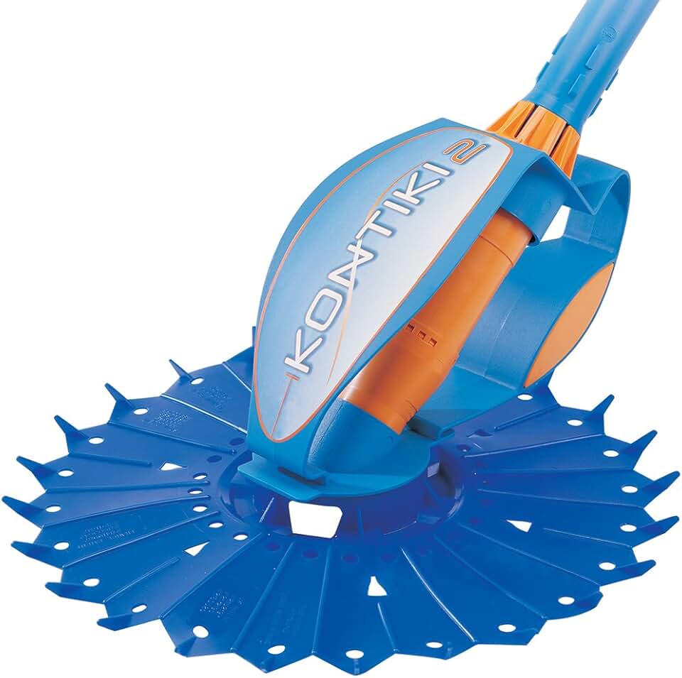 etezen Robot Nettoyeur de Piscine Hydraulique, Fond Seul, pour Piscines 8 x 4 m Maximum, Aspiration à Diaphragme, Kontiki 2, Bleu/Orange, W70478