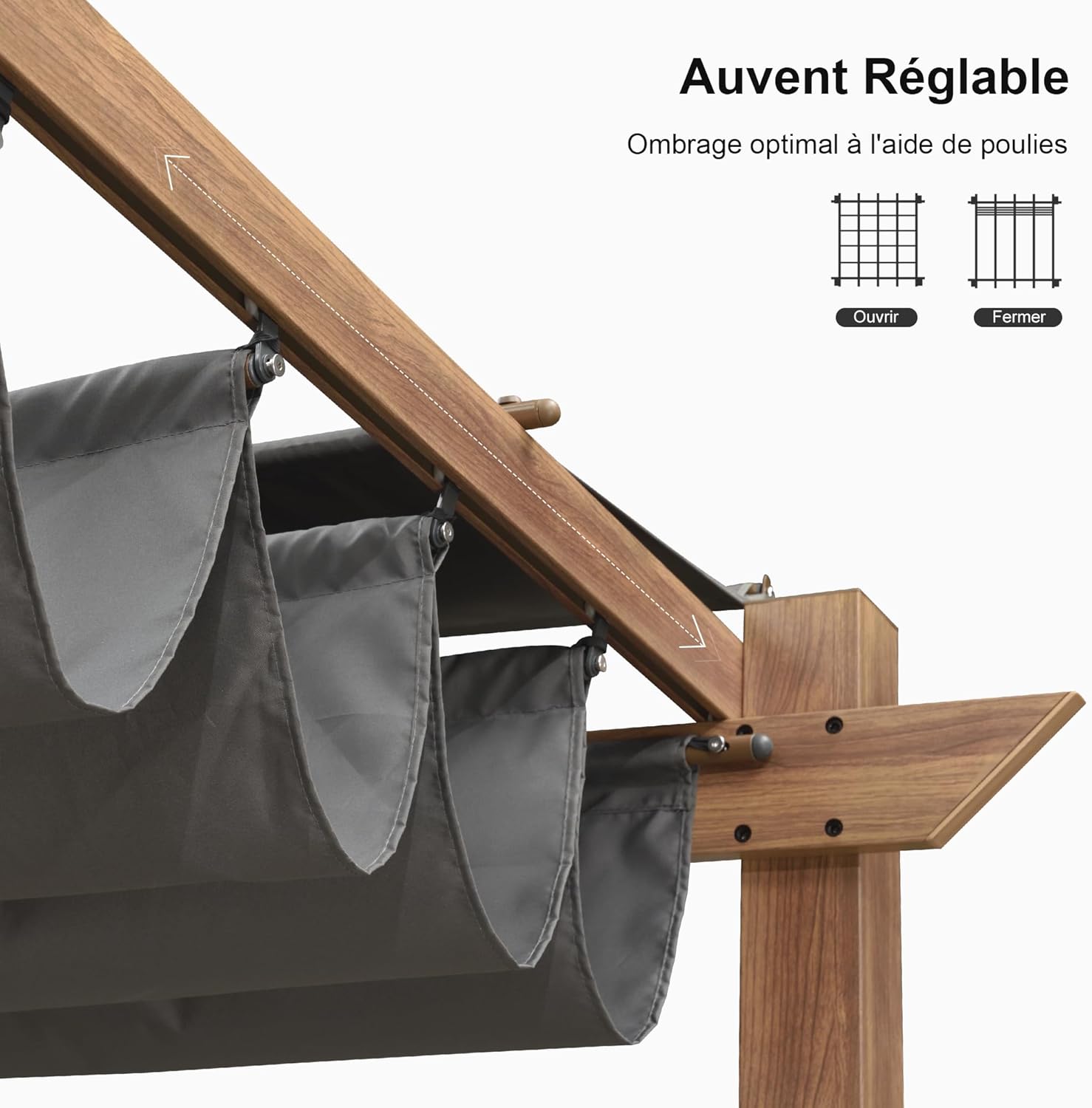 etezen - Pergola aluminium - 4x3m - éclairage intégré, toit rétractable