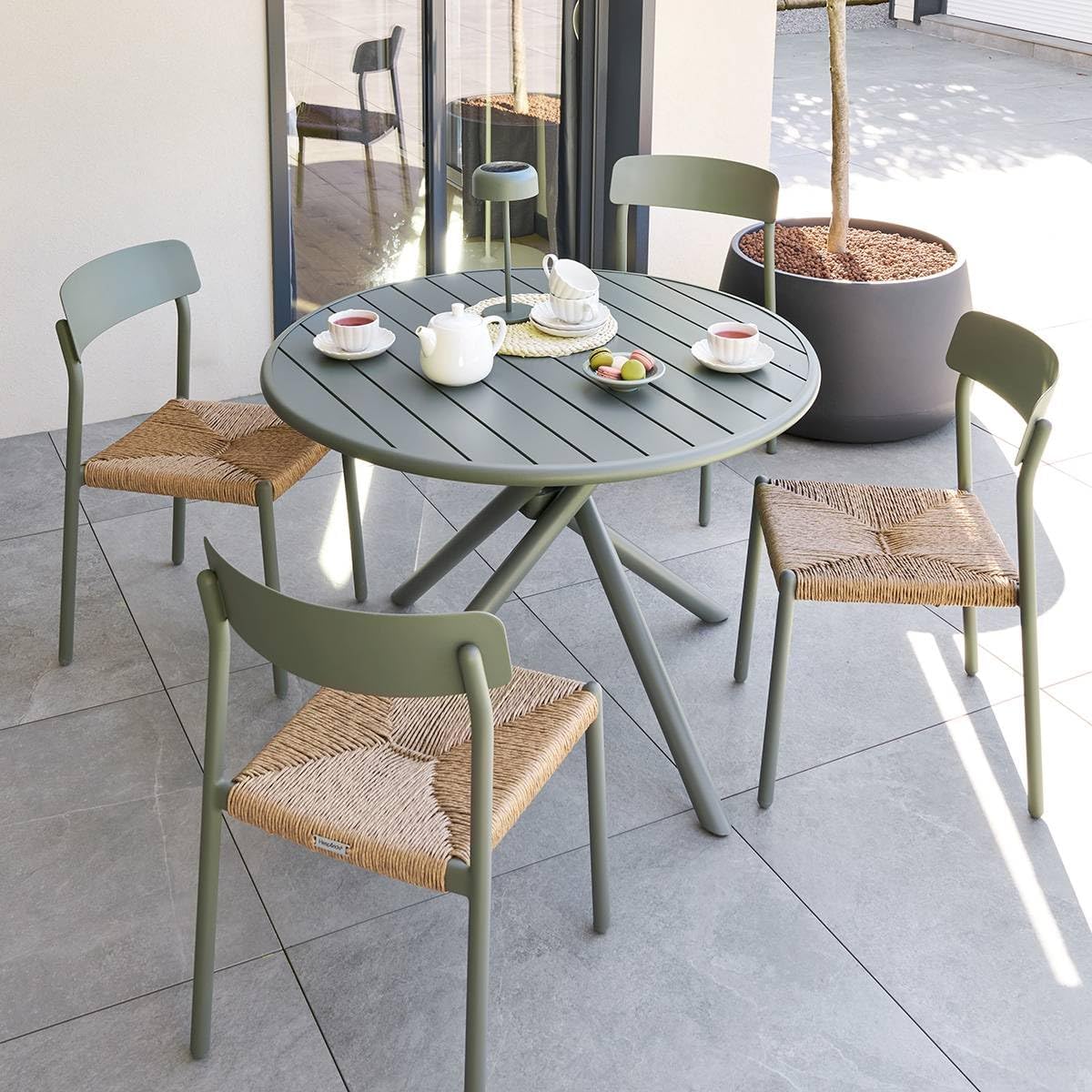 etezen - Nebullia Table Jardin 4 places 105cm Vert Laurier