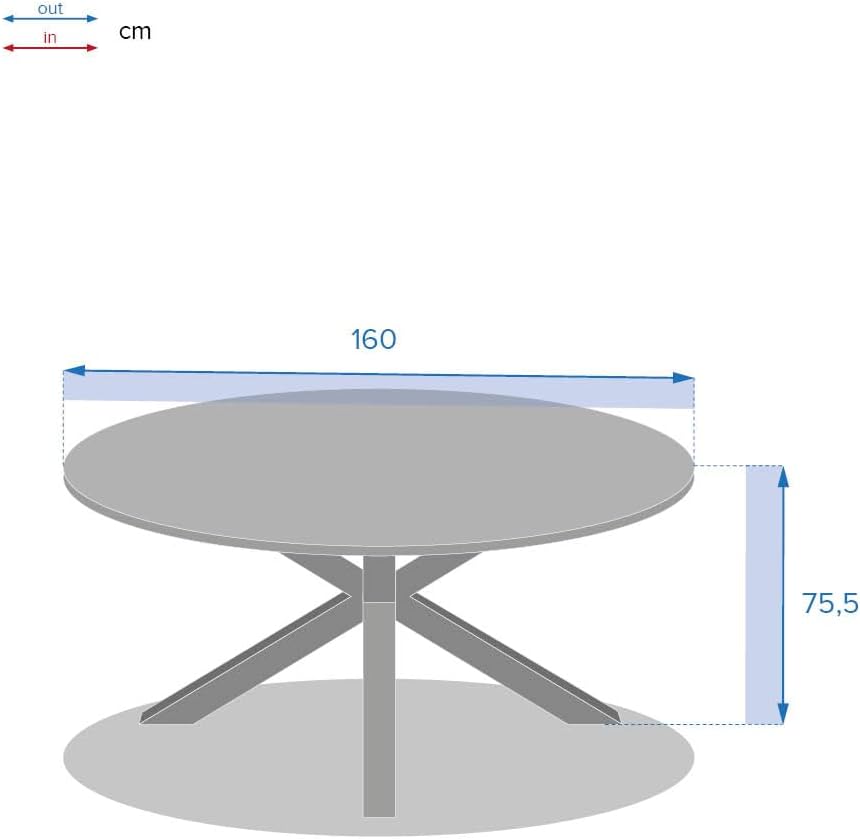 etezen - Oriengo table ronde 8 places - aluminium acacia - Gris Graphite