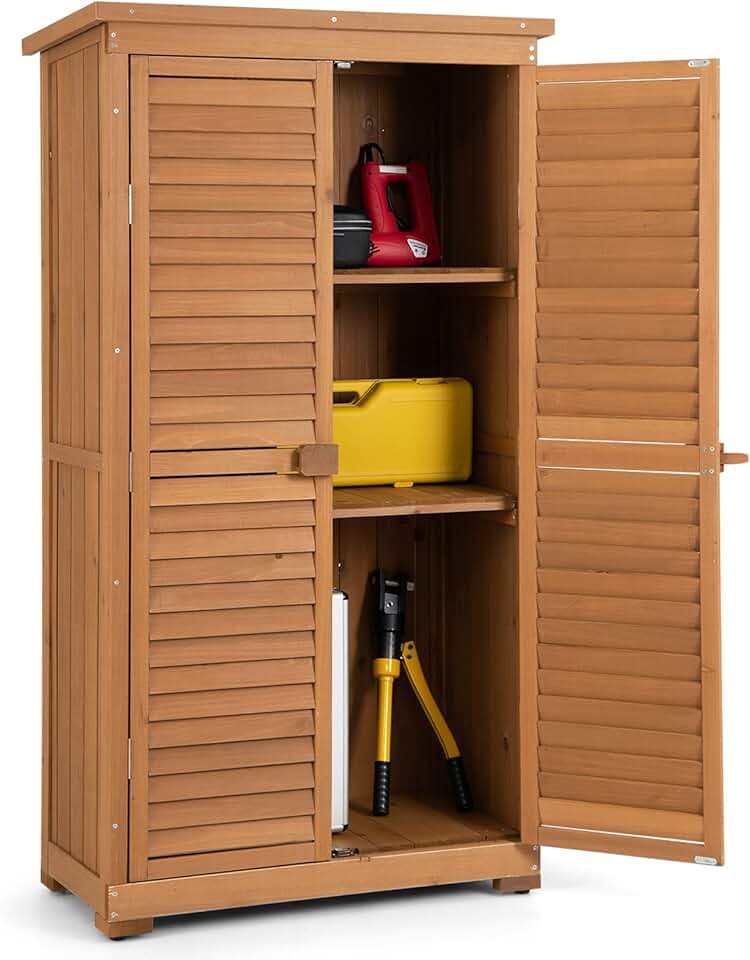 etezen - Abri de jardin 160 cm - Bois, toit asphalte, 2 portes verrouillables, étagères amovibles
