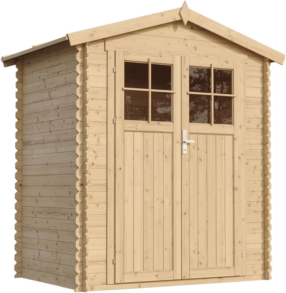 Abri de Jardin en Bois avec Sol TRAITÉ - Stockage extérieur I196xL136xH218 cm/ 1.98 m2 Petit abri à Outils, Local à vélos - etezen M367F+M367G