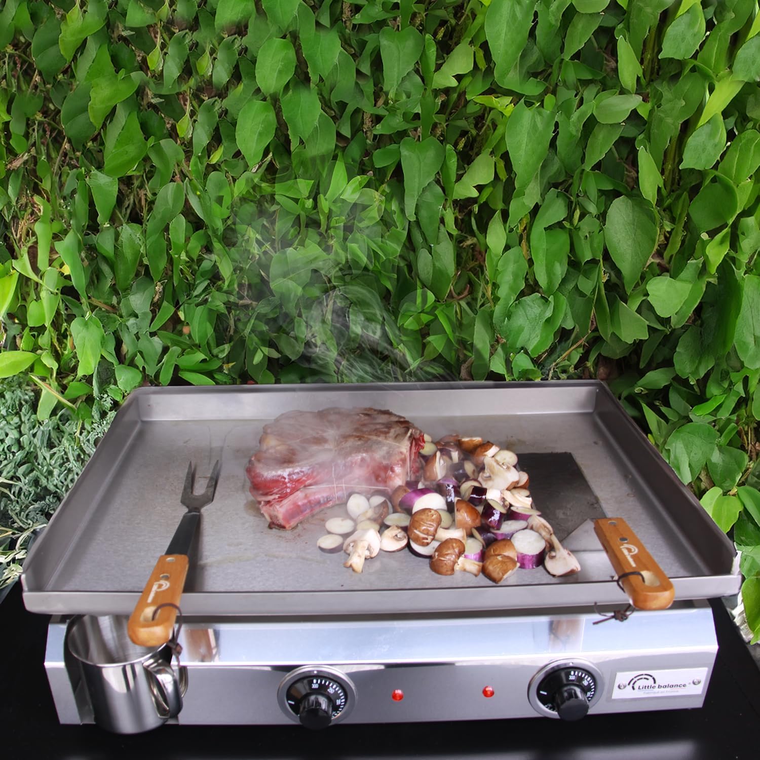 etezen - Plancha électrique 2 zones inox 3000W, 60x40cm - 8679