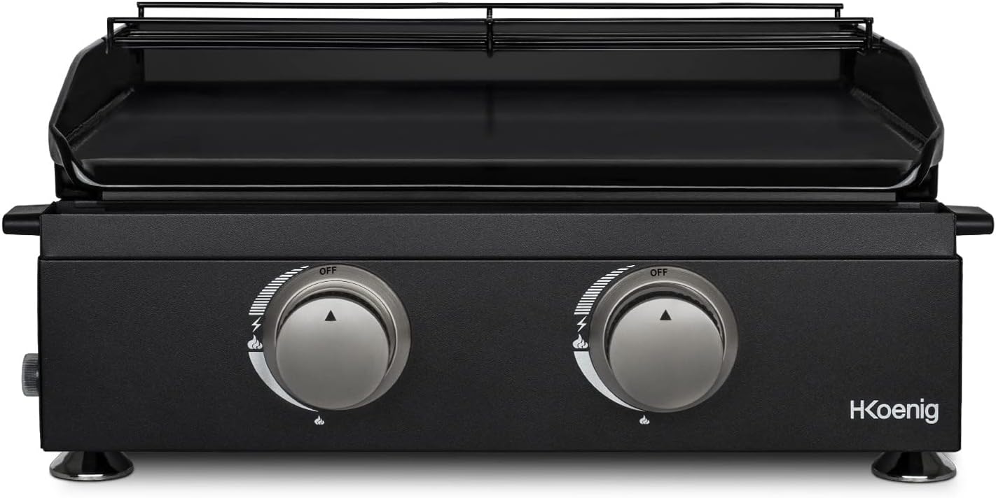 etezen - plancha gaz 2 brûleurs - acier inox, fonte, jusqu'à 350°C - PLX1022