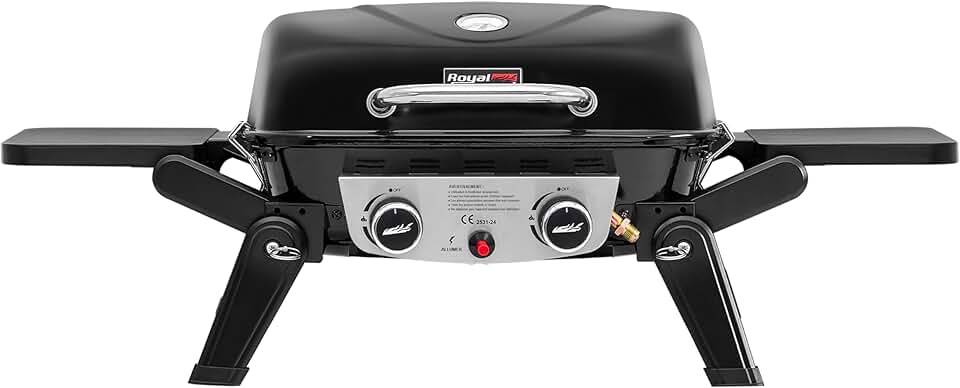 etezen - Barbecue Gaz 2 brûleurs - 48x37 cm - tables pliables, 5kW