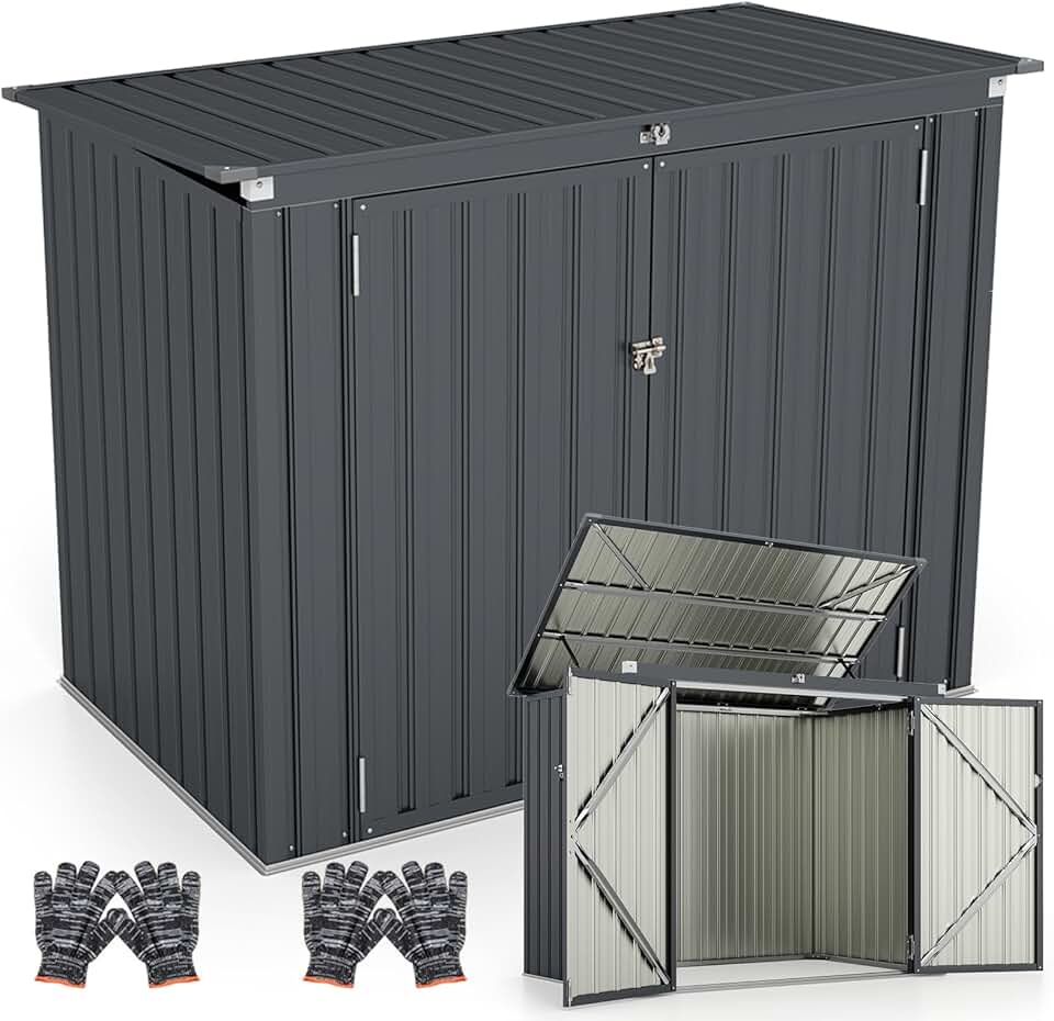 etezen - Abri de jardin métal - 172x100x129 cm - 2 portes, couvercle relevable