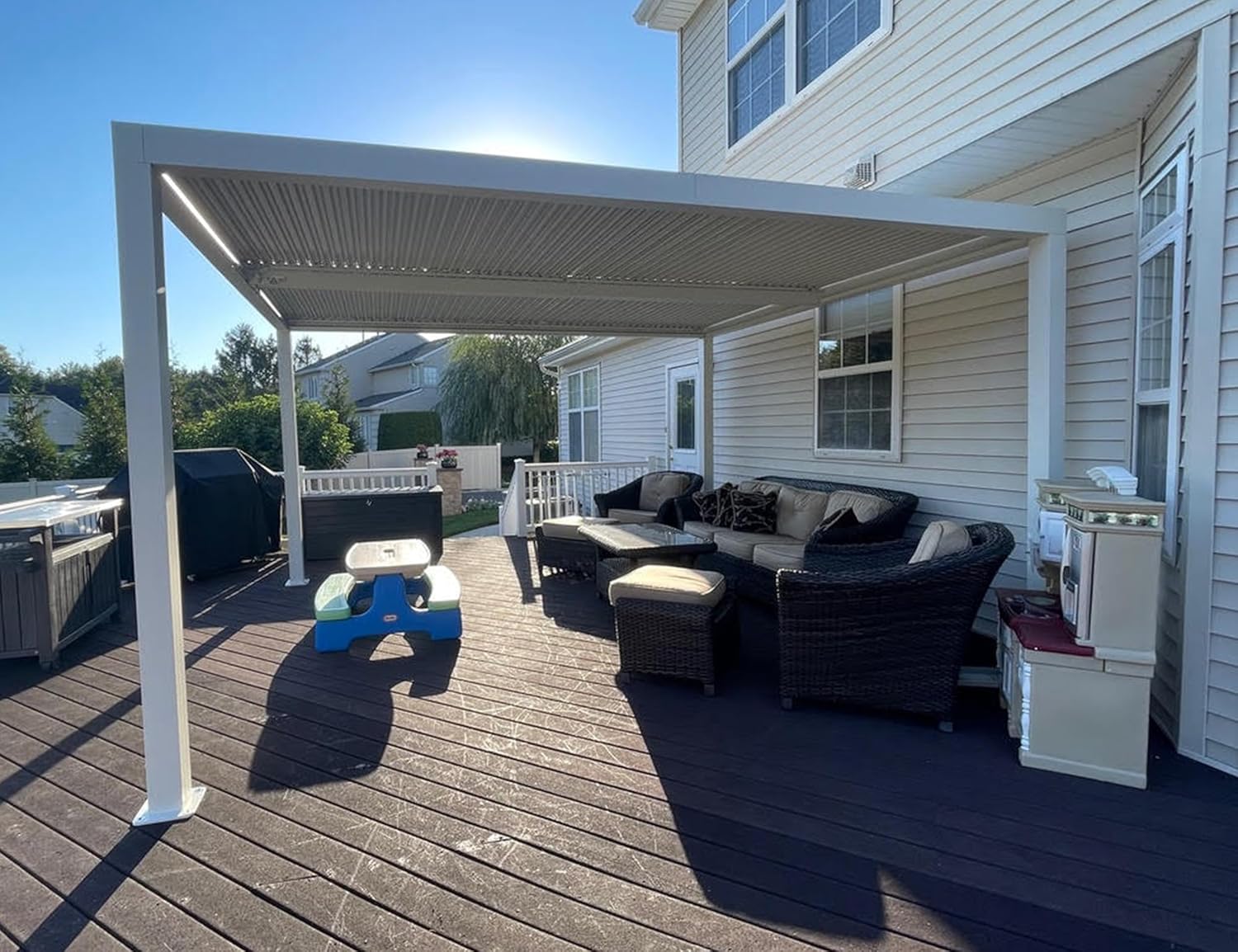 etezen - pergola bioclimatique - 4,6x3,3 m - alu, lames orientables, éclairage intégré