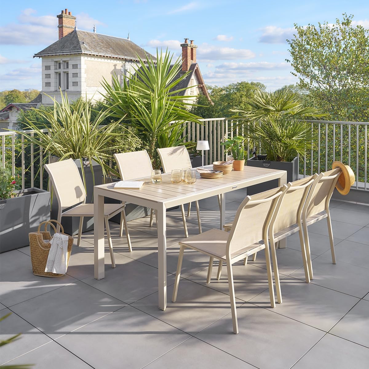 etezen - Evasion 6 places - aluminium effet bois lin et argile