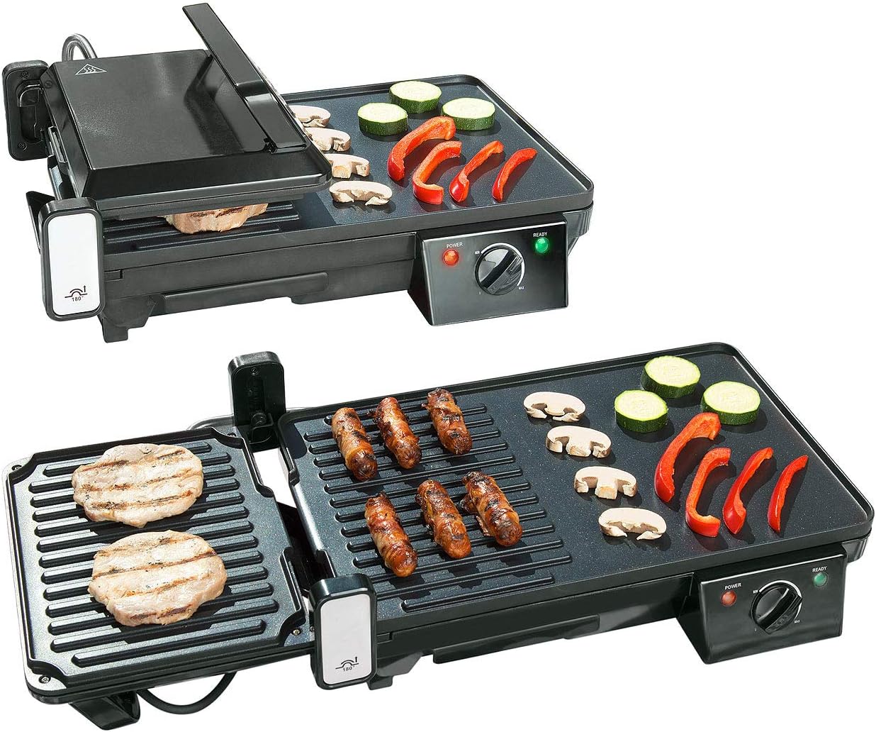 etezen - grille-plancha 2 en 1 2000W - table - cuisson rapide